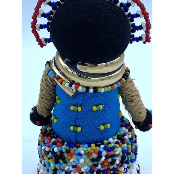 Ndebele Beaded Doll Tribal 6 1/2 Hand Crafted Art Africa Mopan South African Gol - Picture 4 of 6